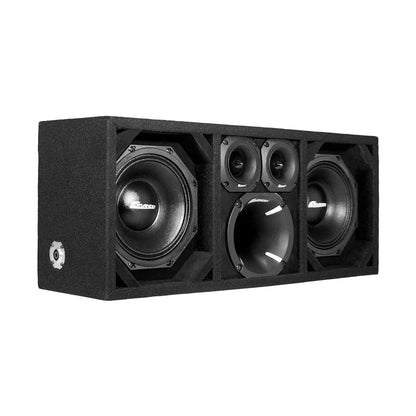 KTPON-208FULLBK / DUAL 8" BLACK/BLACK LOADED PORTED BOX (With Tweeters + Driver)