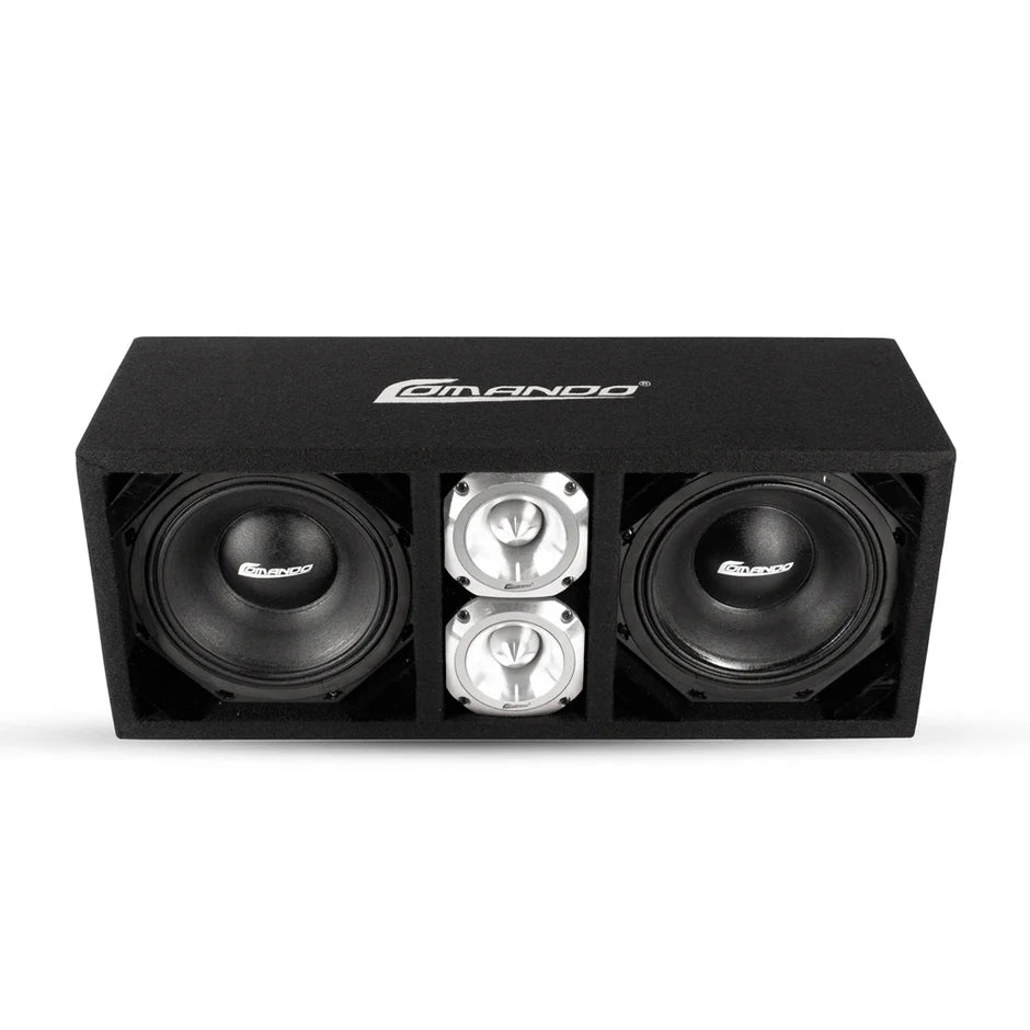 KTPONV2-208BLACK / DUAL 8" BLACK LOADED PORTED BOX + 2 TWEETER