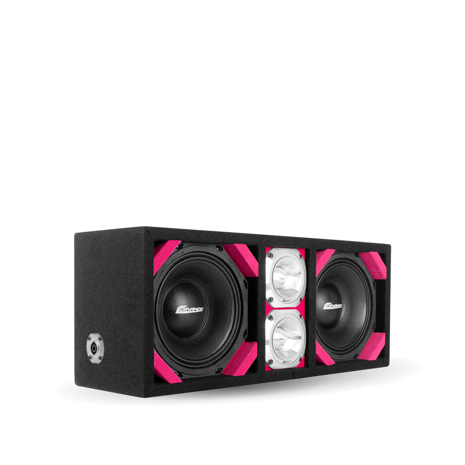 KTPONV2-208PINK / DUAL 8" PINK LOADED PORTED BOX + 2 TWEETER