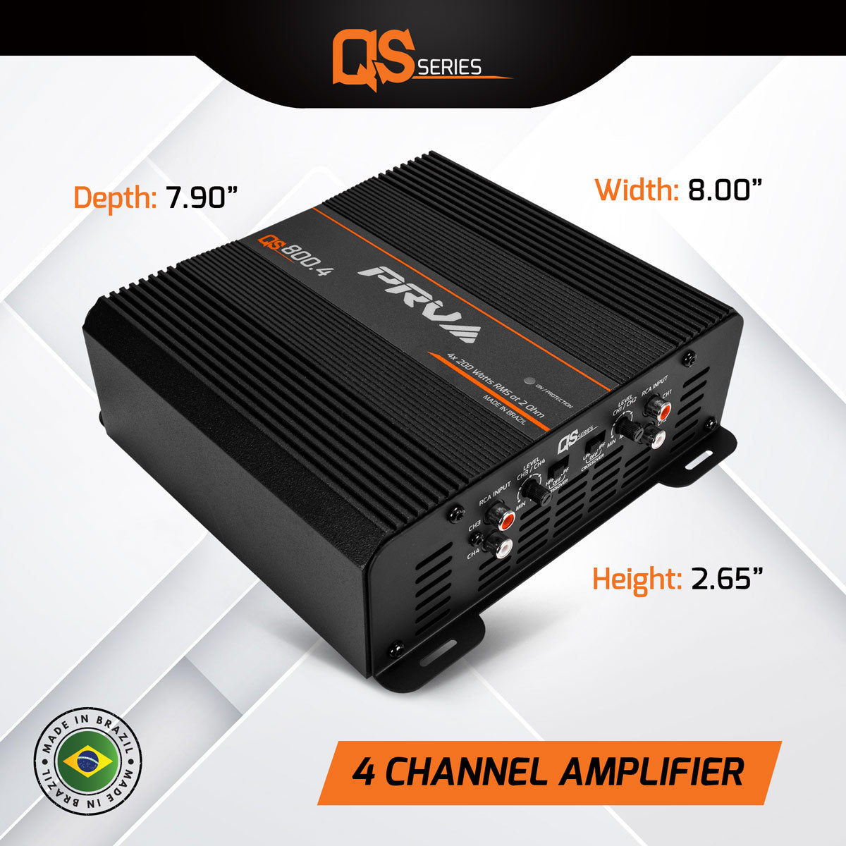 QS800.4 | 2 Ohm Compact 4 Channel Car Audio Amplifier 4 x 220 Watts RMS