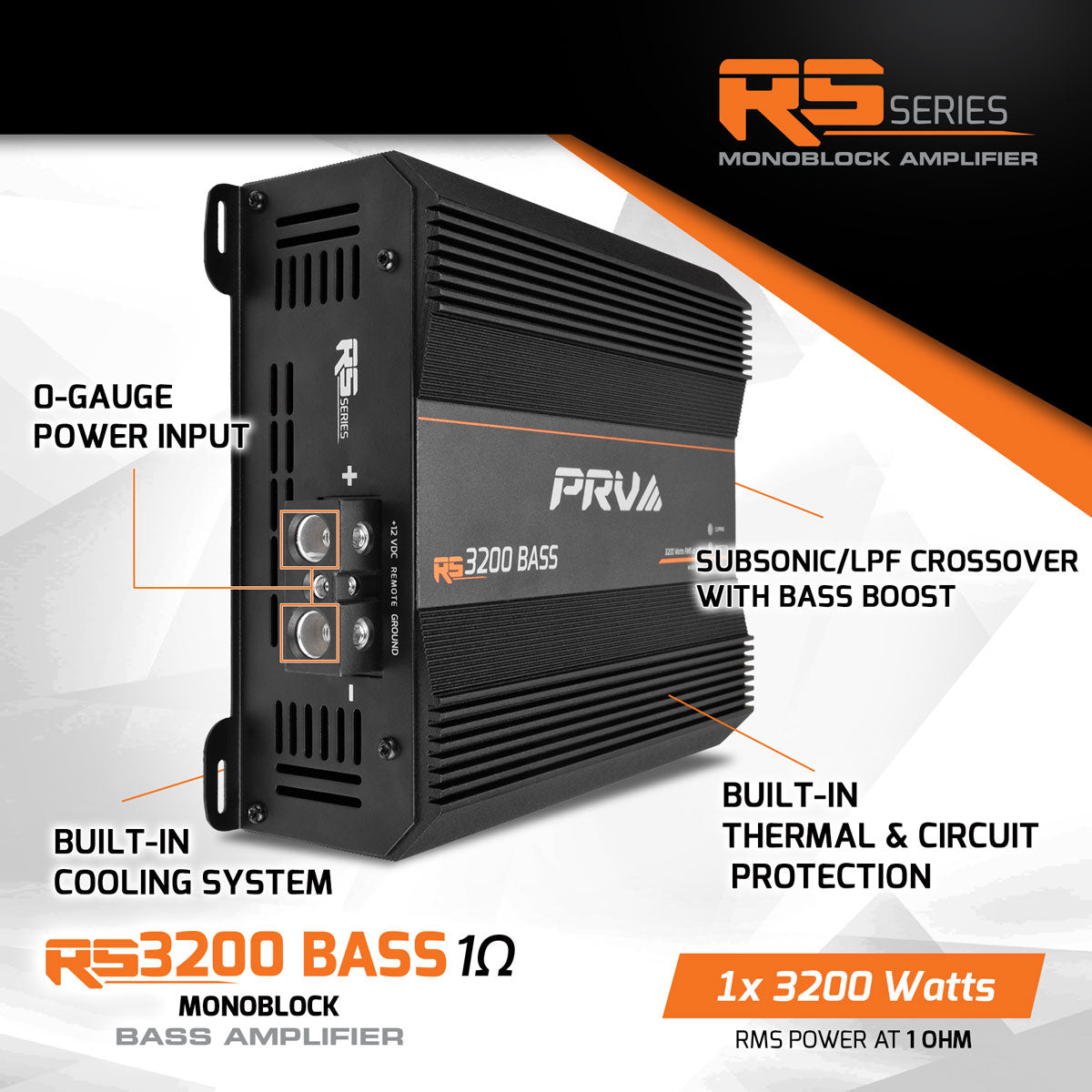 RS3200 BASS 1 Ohm - 1 Channel Monoblock Amplifier