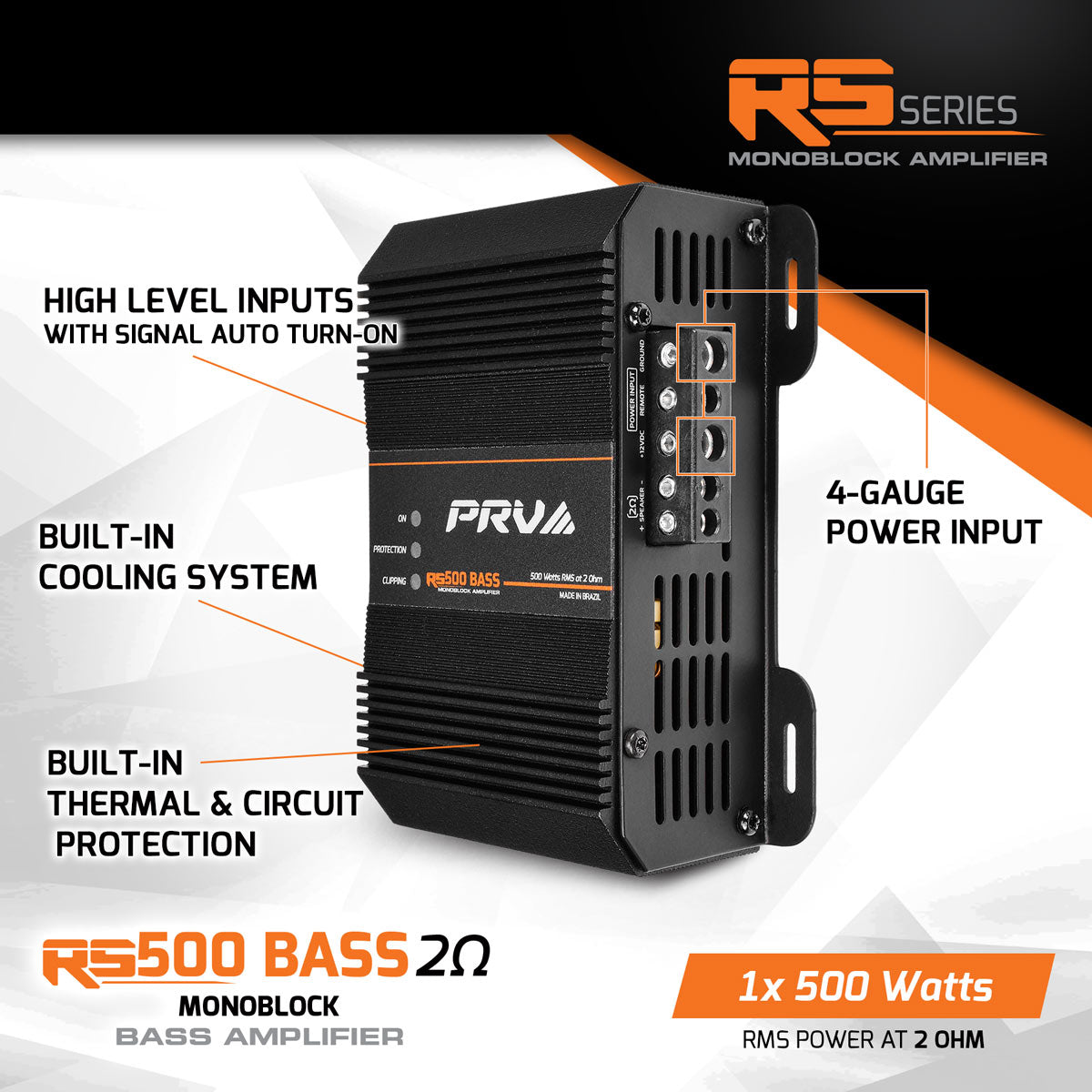 RS500 BASS 2 Ohm - 1 Channel Monoblock Amplifier
