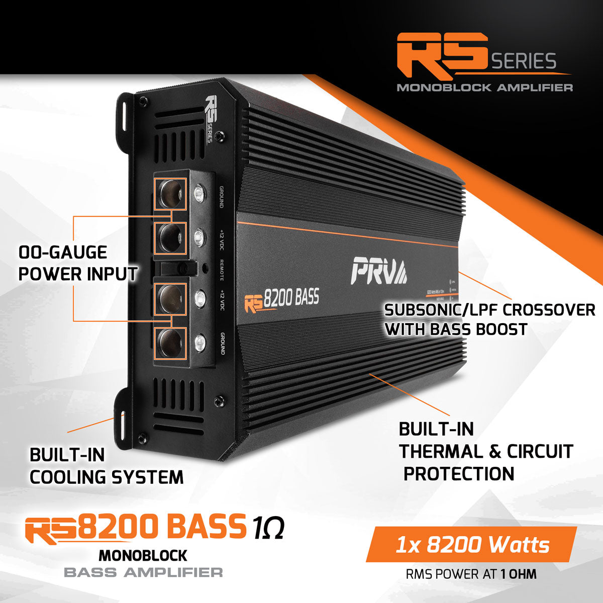RS8200 BASS 1 Ohm | 1 Channel Monoblock Amplifier