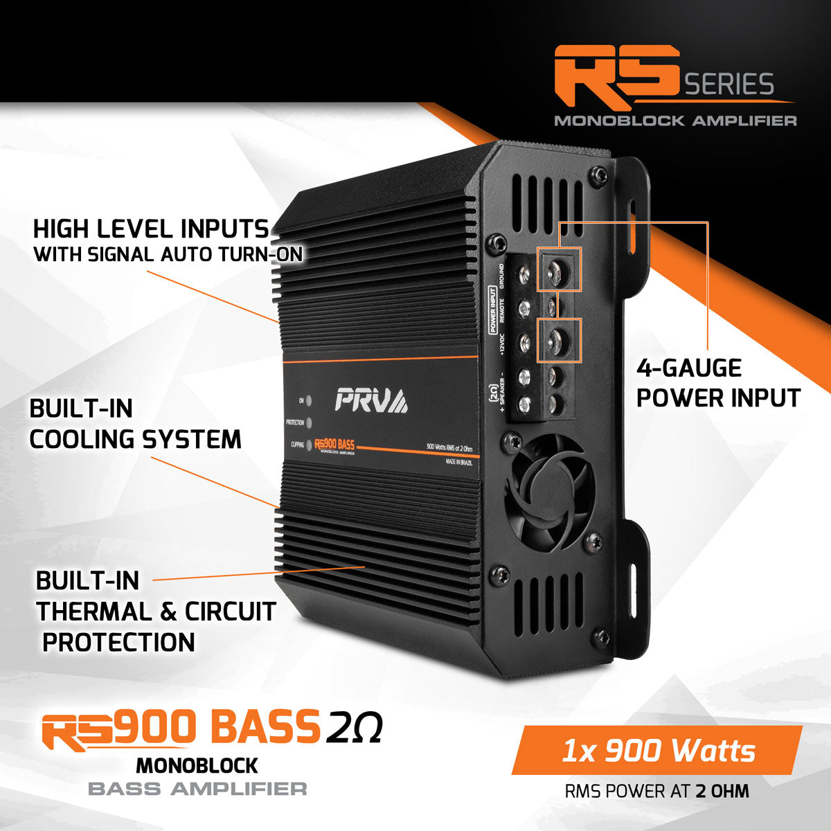 RS900 BASS 2 Ohm - 1 Channel Monoblock Amplifier