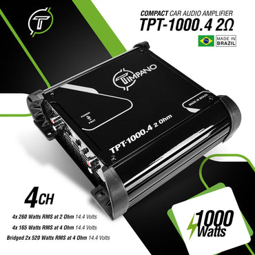 TPT-1000.4 | Compact 4 Channel Car Audio Amplifier – 4 x 260 Watts at 2 Ohms