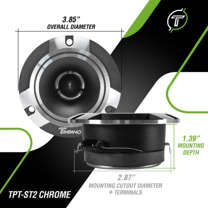 TPT-ST2 CHROME | Timpano Bullet Tweeters 600 Watts 4 Ohm