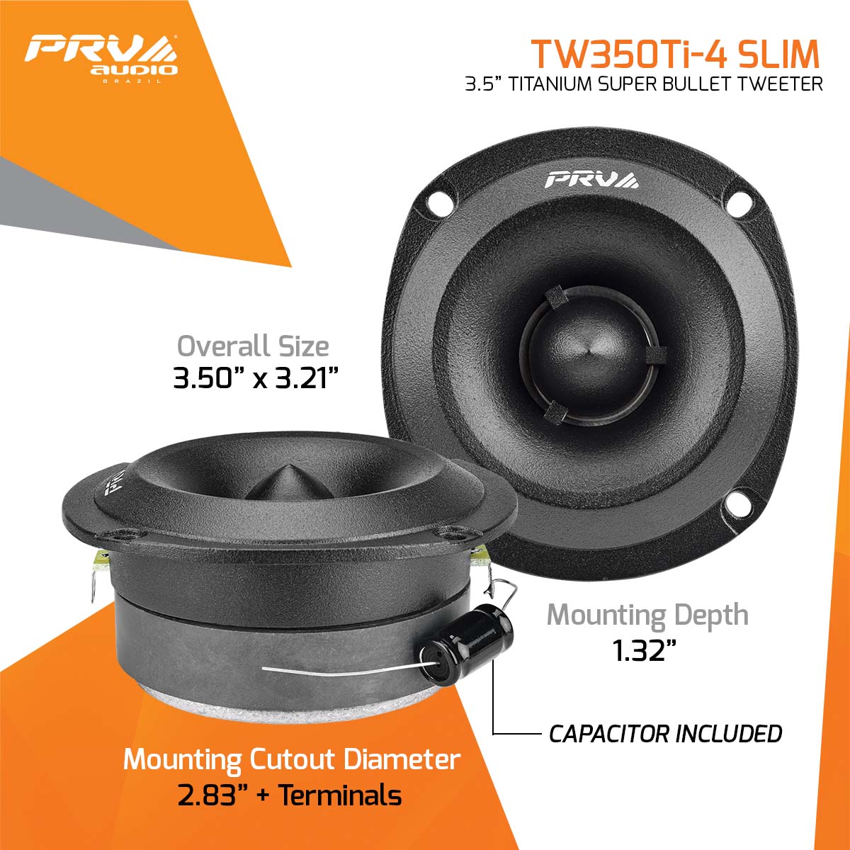 TW350Ti-4 SLIM (PAIR) | 3.5" SUPER BULLET TWEETER
